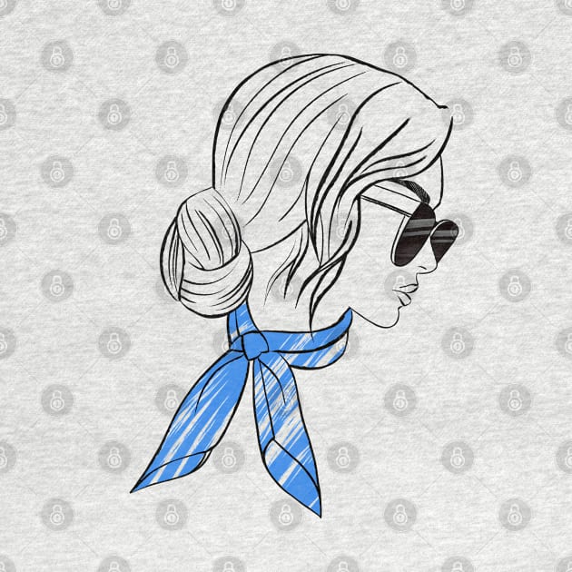 beautiful girl in a blue scarf by Kuchinska design